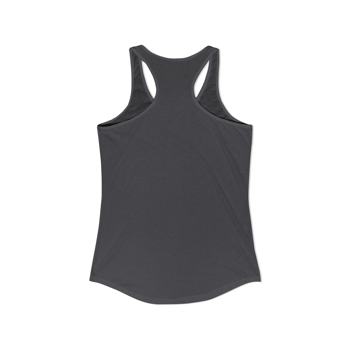 Bloody Mary Tank, Solid Dark Gray, back flat lay showing the plain undecorated racerback