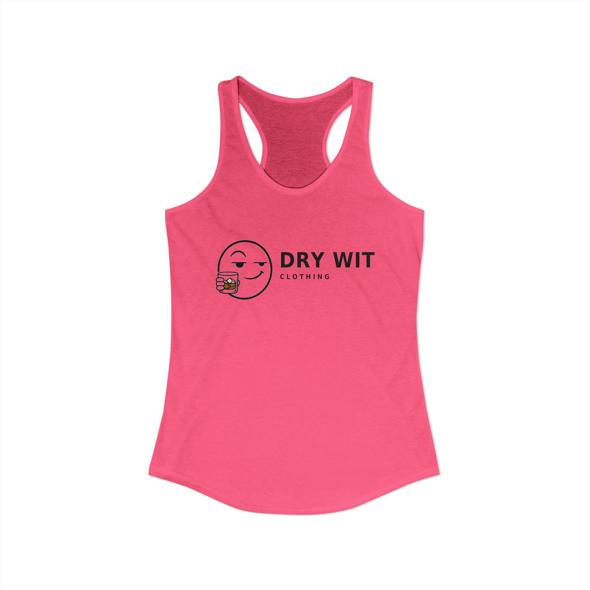 Dry Wit Logo Tank, Solid Hot Pink, front flat lay