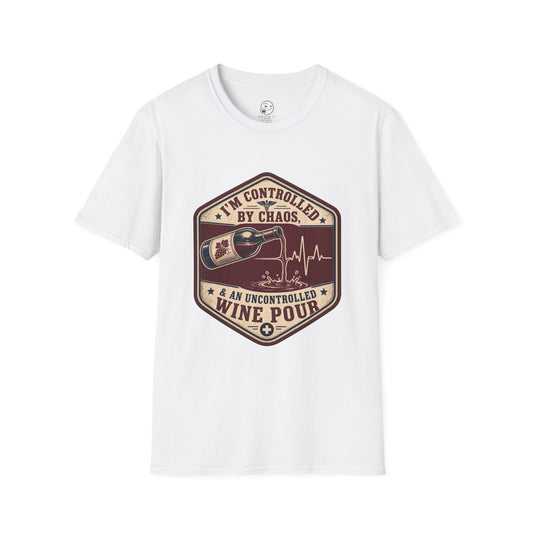 Controlled by Chaos, Uncontrolled Pour Shirt, White, front flat lay