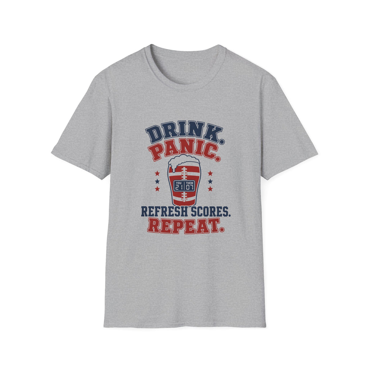 Drink Panic Refresh Scores Repeat Shirt, Sport Grey, front flat lay
