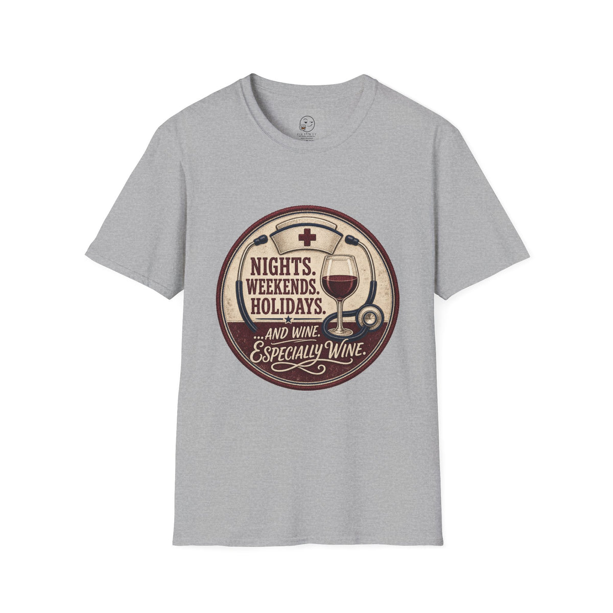 Nights, Weekends, Holidays Shirt, Sport Grey, front flat lay