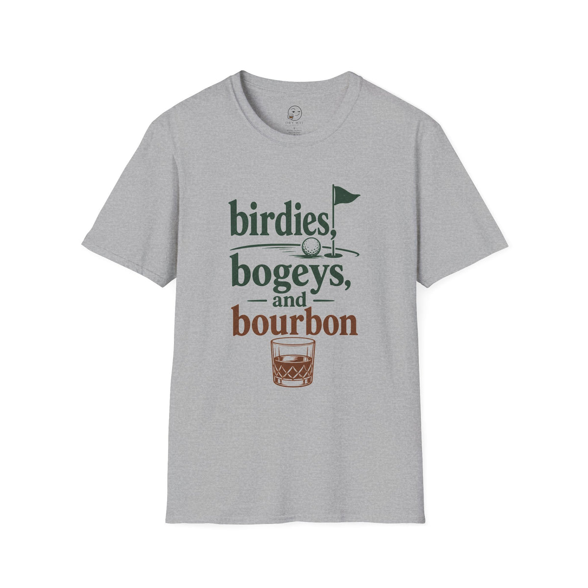 Birdies, Bogeys, and Bourbon Shirt, Sport Grey, front flat lay