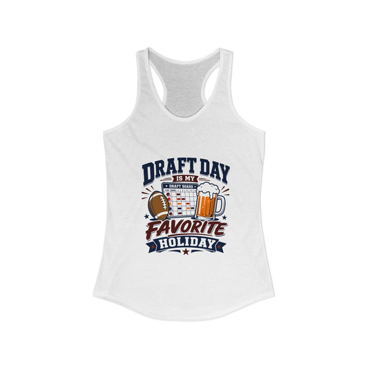 Draft Day Fantasy Football Tank, Solid White, front flat lay