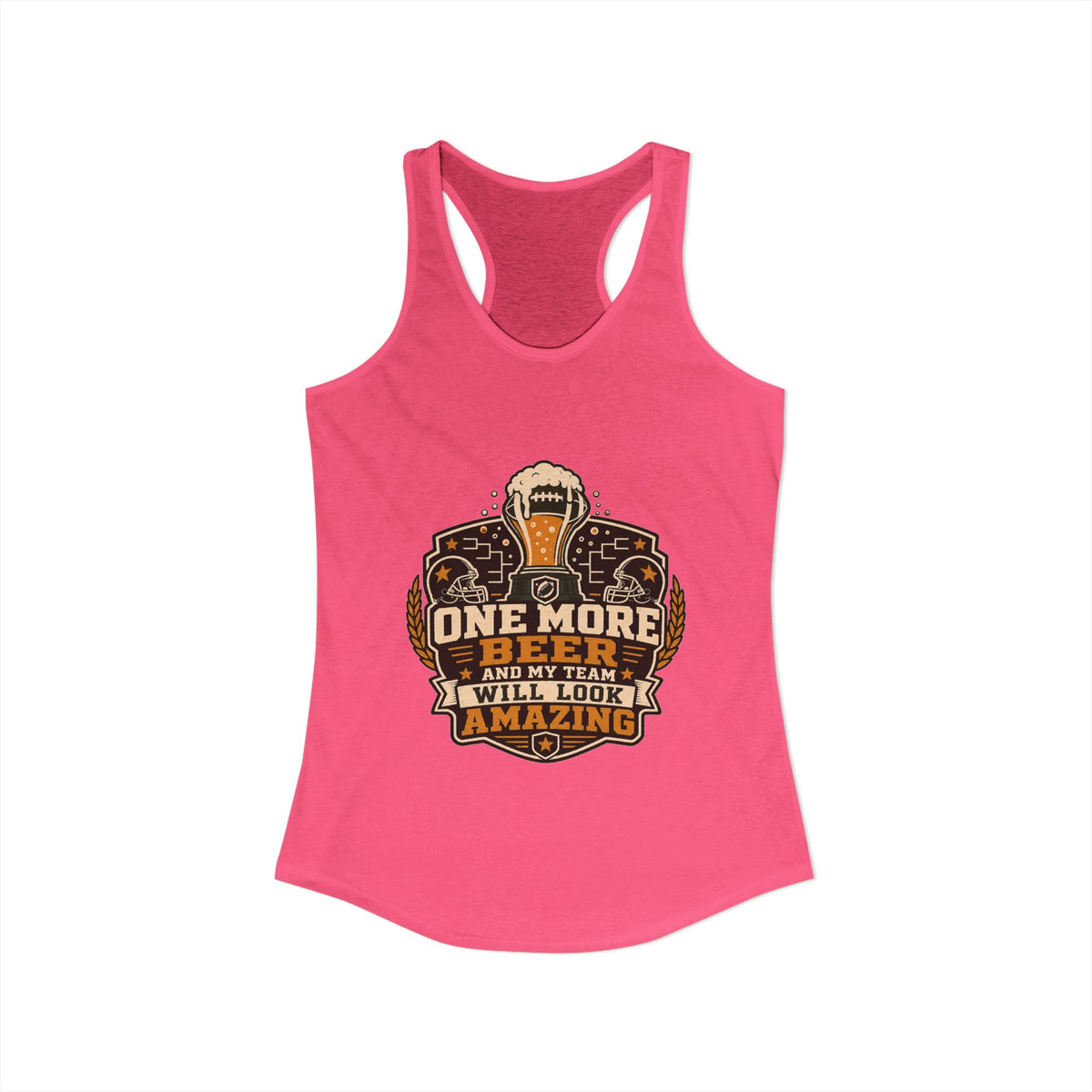 My Team Looks Amazing Tank, Solid Hot Pink, front flat lay
