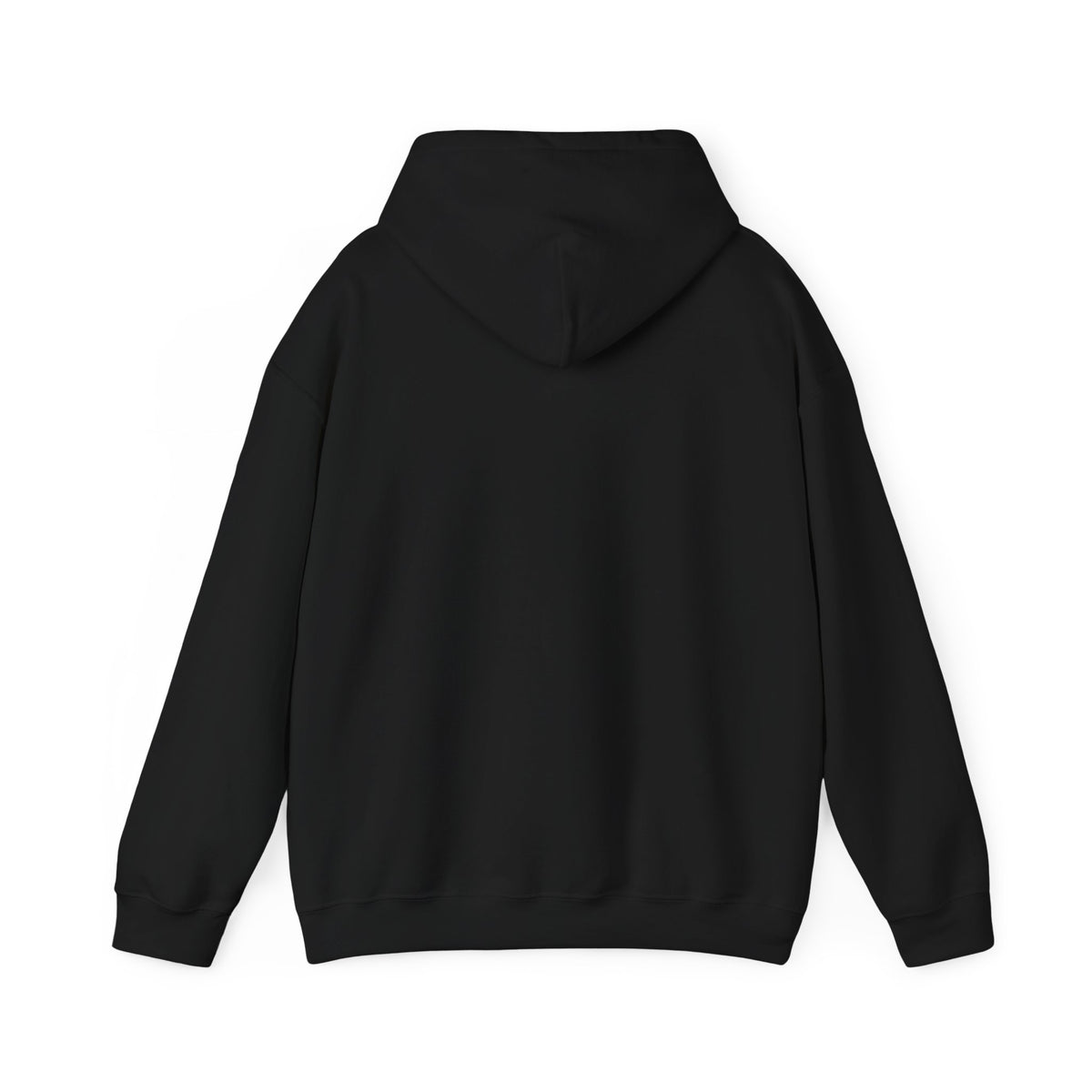Golf Widow hoodie, Black, back flat lay showing the plain undecorated back and hood