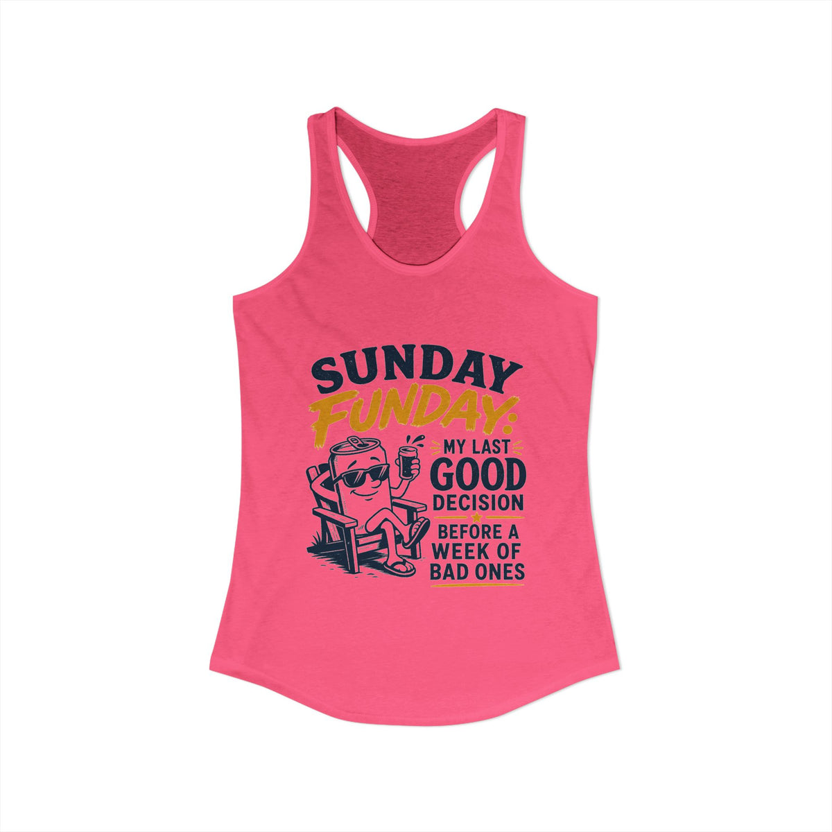 Sunday Funday Tank, Solid Hot Pink, front flat lay