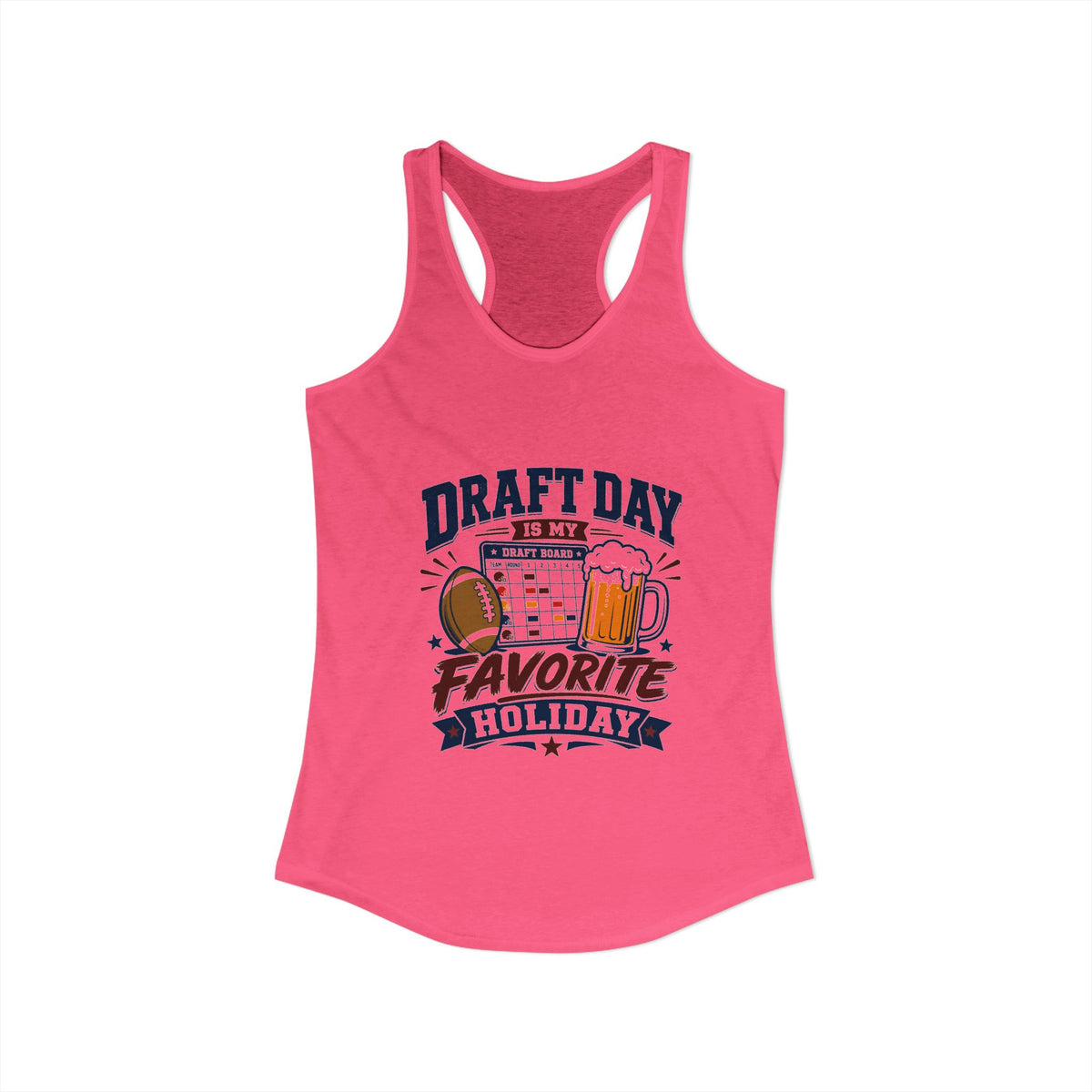 Draft Day Fantasy Football Tank, Solid Hot Pink, front flat lay