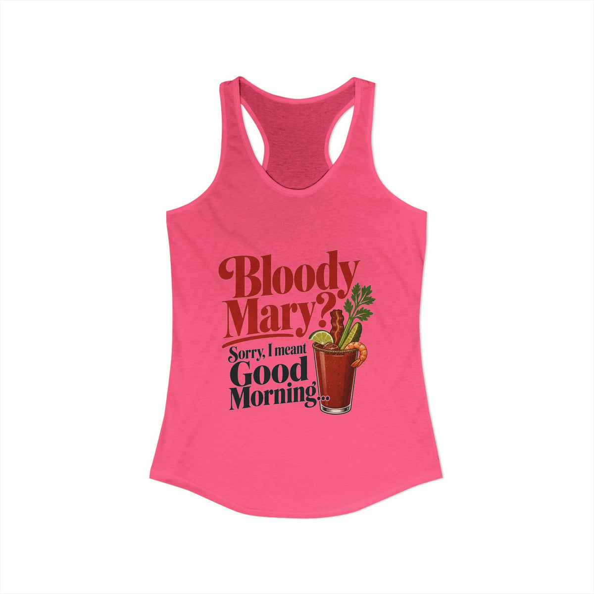 Bloody Mary Tank, Solid Hot Pink, front flat lay