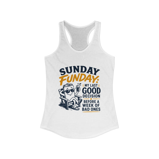 Sunday Funday Tank, Solid White, front flat lay
