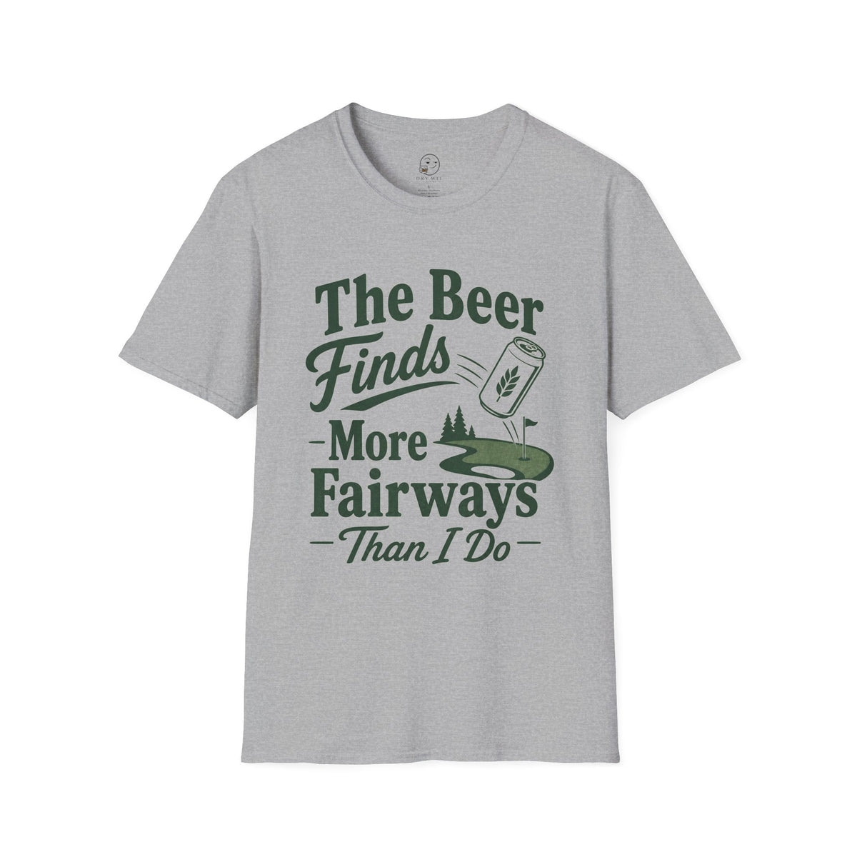 The Beer Finds More Fairways Shirt, Sport Grey, front flat lay