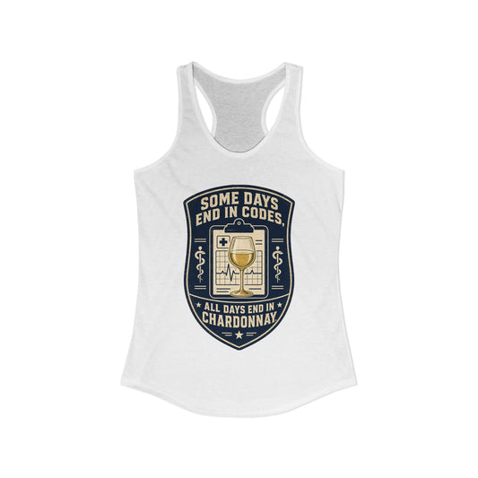 Some Days End in Codes Tank, Solid White, front flat lay