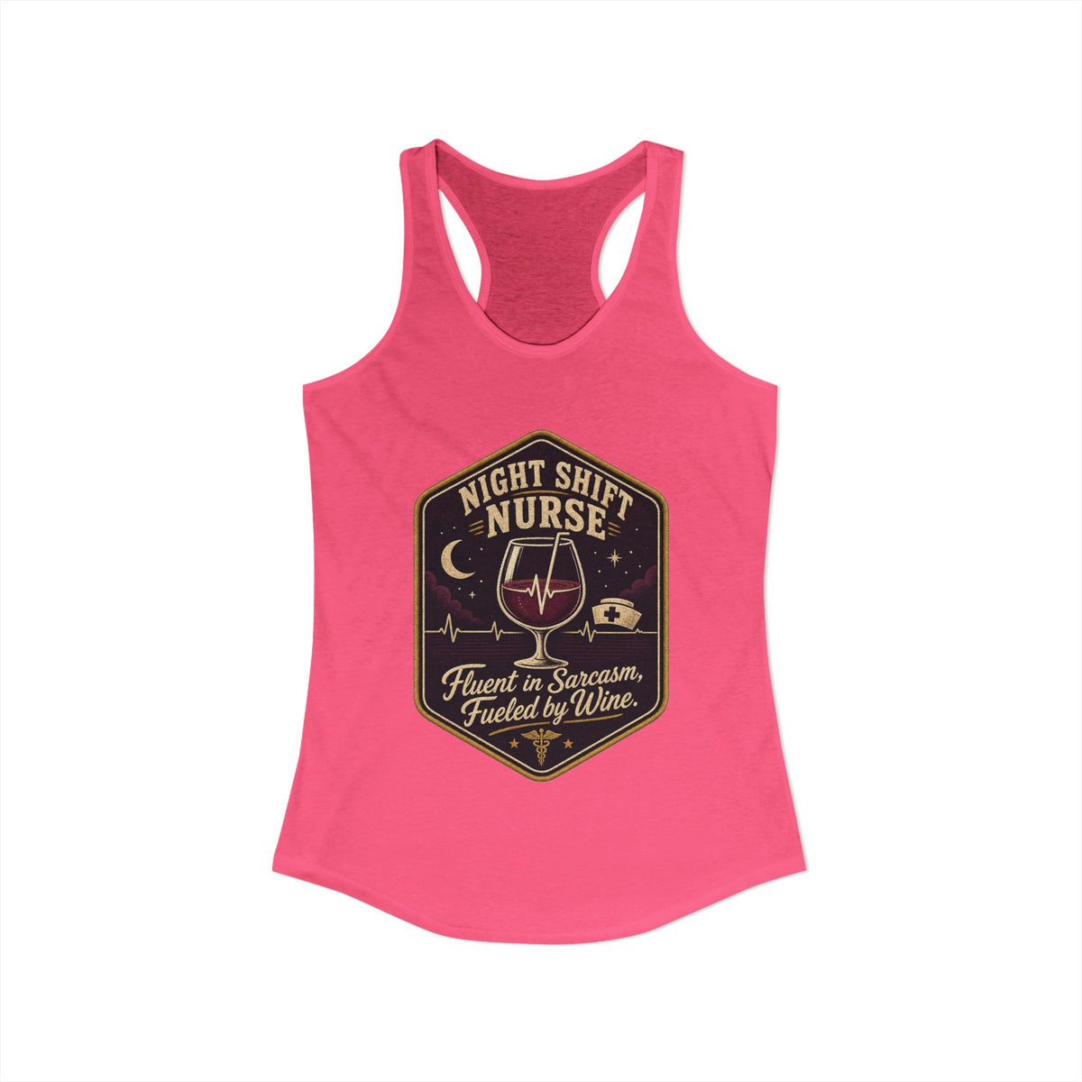Fluent in Sarcasm Tank, Solid Hot Pink, front flat lay