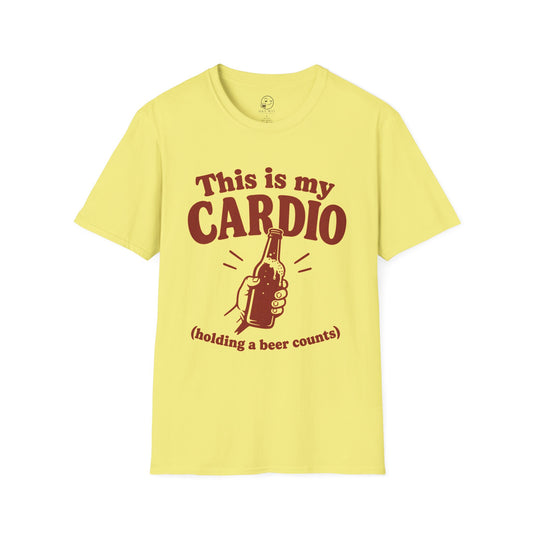 This Is My Cardio Shirt, Cornsilk pale yellow, front flat lay