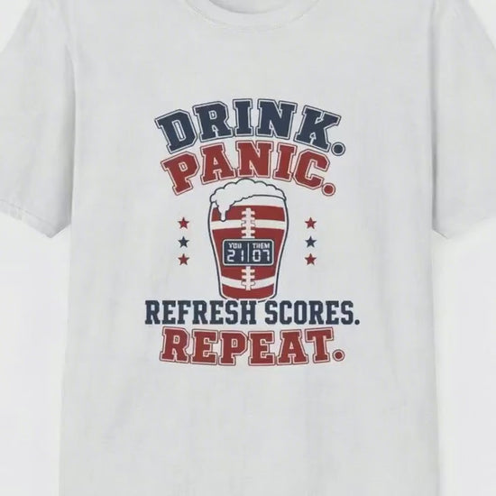 Drink Panic Refresh Scores Repeat funny fantasy football shirt