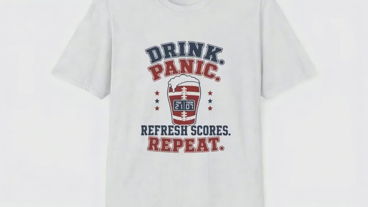 Drink Panic Refresh Scores Repeat funny fantasy football shirt